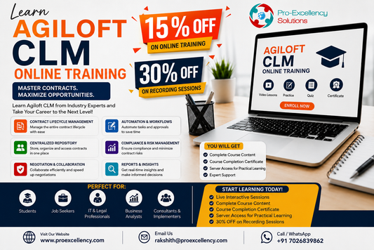 Want to Learn Agiloft CLM at a Discount? Get 15% Off Online Training & 30% Off Recorded Sessions